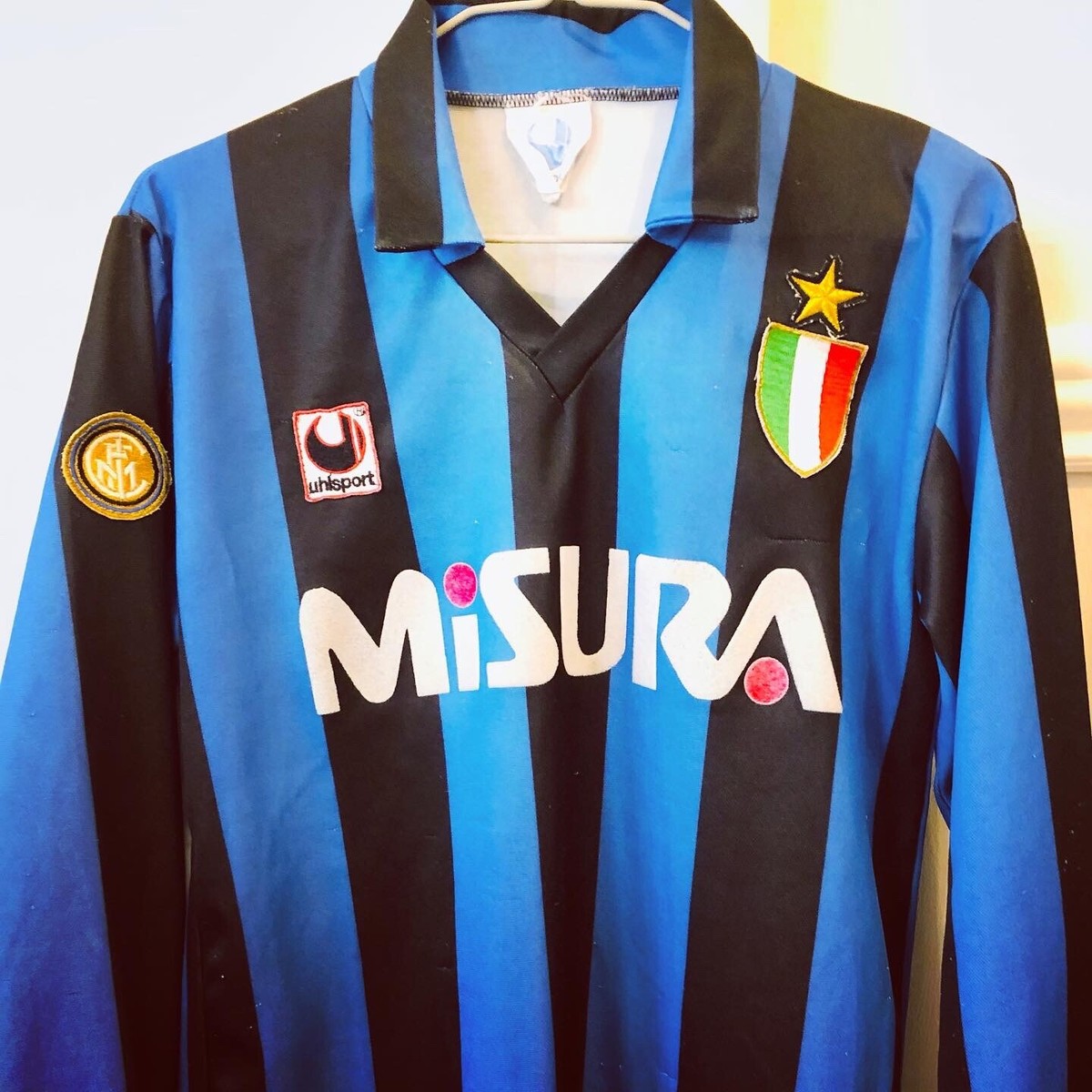 Maillot Vintage Inter Milan 1989-90 Domicile Uhlsport Taille M – état Correct