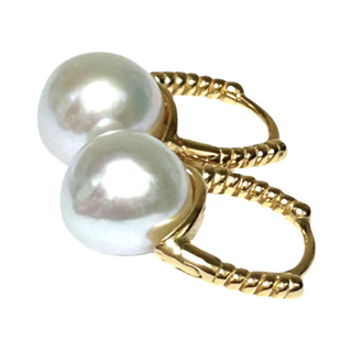 Elegant 9.5 10mm Genuine White Round Edison Cultured Pearl Clip On Earrings