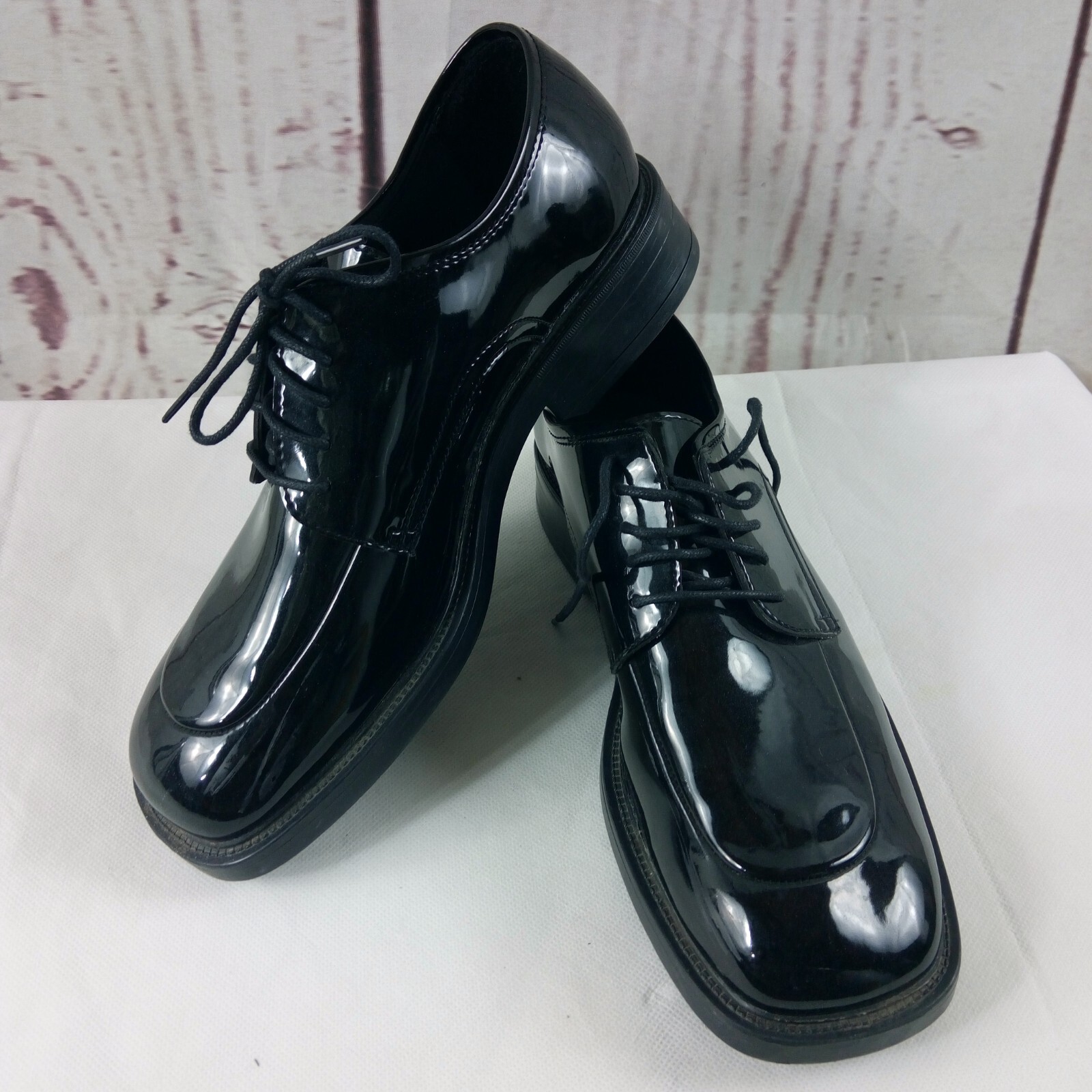 SAOLA Scarpe eleganti da uomo After Six World Party nere in pelle verniciata taglia 11 5W