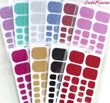 Nail Art Stickers Self Adhesive Full Glitter Toe Nail Wraps Full Cover Polish 