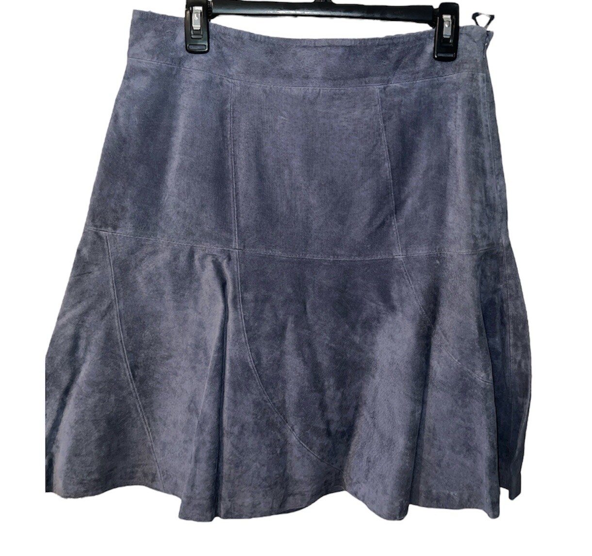 Hal Rubenstein Grey Suede Leather A-Line Skirt Size 10 Washable Swing Style