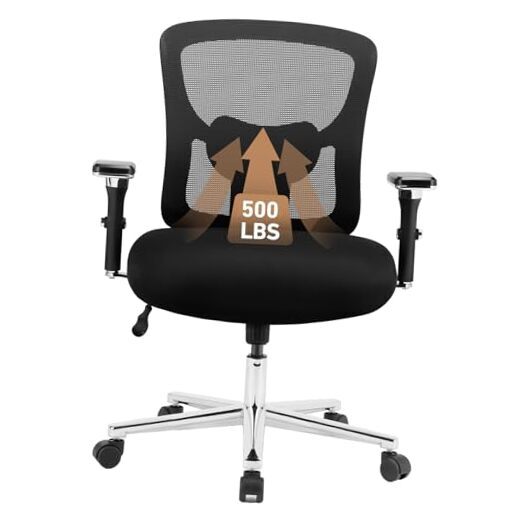 Ergonomic Home Office Desk Chair - 500lbs Heavy Duty Mid Back with Lumbar
