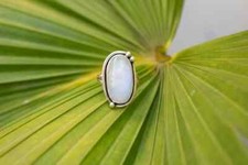 925 Sterling Silver Natural Moonstone Ring Gemstone Women Jewelry For Her D 22