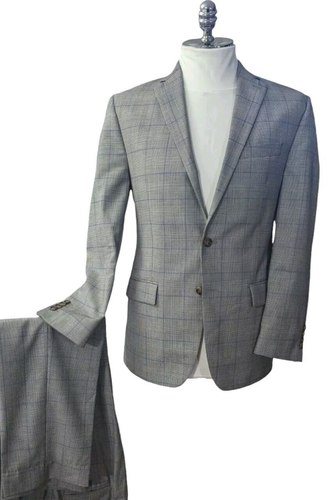 Ralph Lauren Blue Label Mens 2 Pc Suit Glen Plaid Gray Purple US 42R Pants 35x29