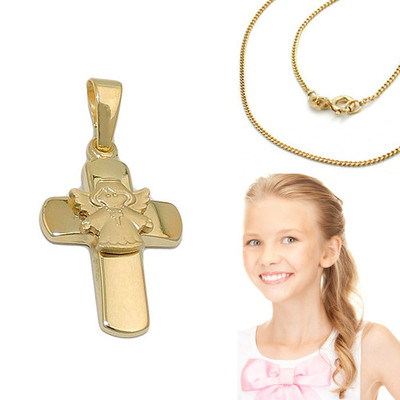 Echt Gold 333 Kinder Kommunion Baby Taufe Kreuz
