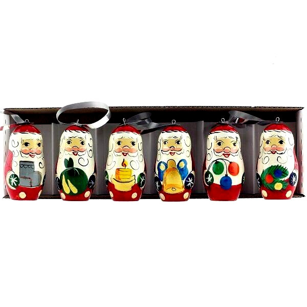 Figurine Père Noël en bois peint à la main pour décoration de sapin
