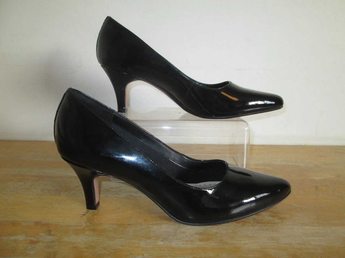 Clarks Somerset Isidora Faye Black Patent Leather Court Shoes Size UK 7.5 D
