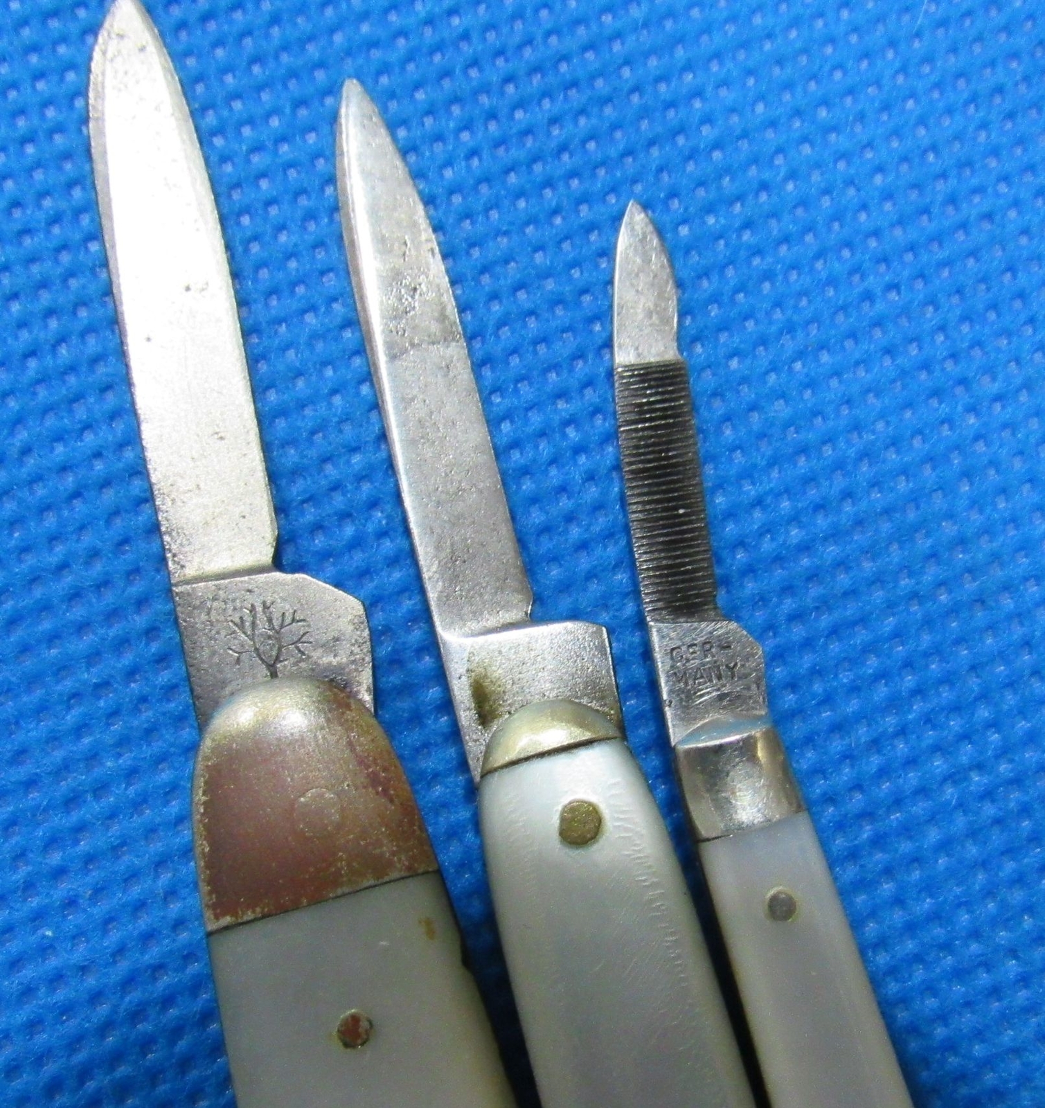 Vintage Mini Pocketknife Lot 3 Old Folding Mother of Pearl Knives