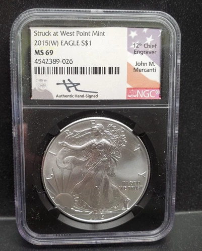 2015 W Silver Eagle NGC MS69 John Mercanti Signed Black Label 