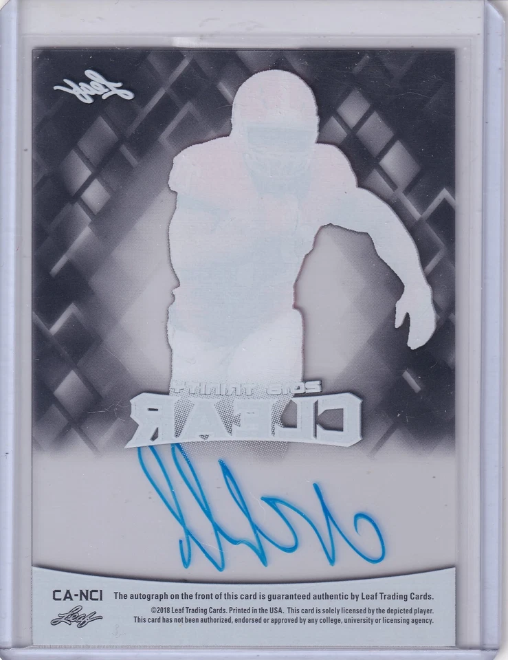 Nick Chubb 2018 Leaf Trinity Clear Charcoal Rc On Card Auto - Image 2 of 2