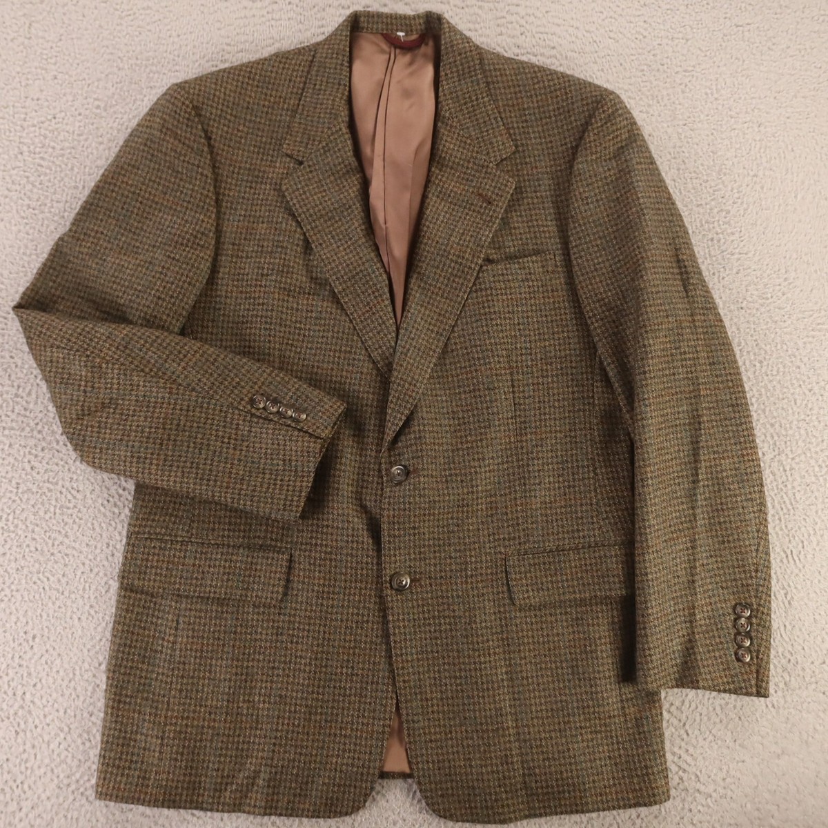 VINTAGE Tweed Jacket M MT Brown Gun Club Check Houndstooth