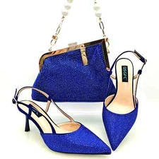 Wine Fashion Bag Shoulder Bag and Strap High Heels Commuter Shoes and Bag