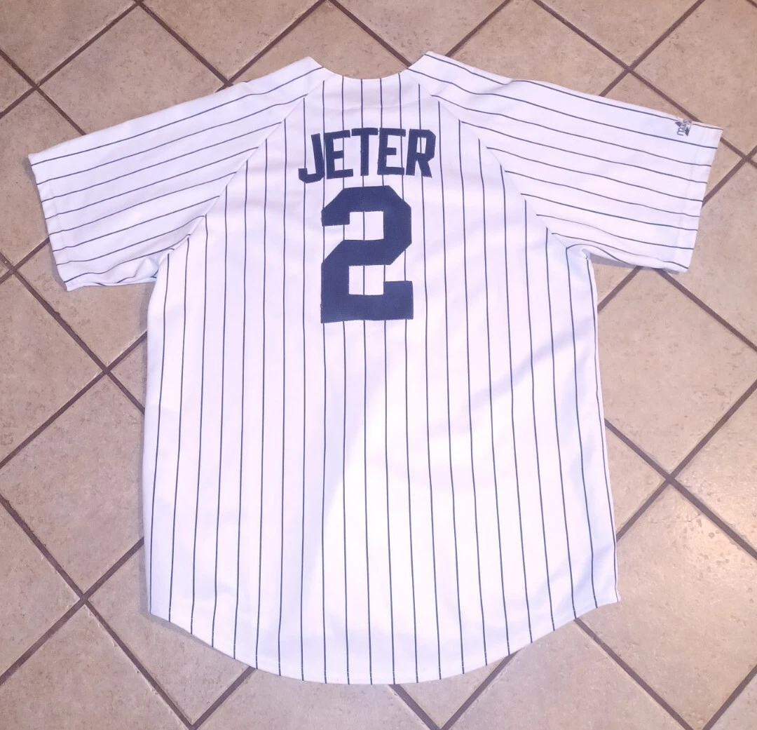 Vintage Majestic New York Yankees White Derek Jeter Jersey #2 Made In USA  Sz XL