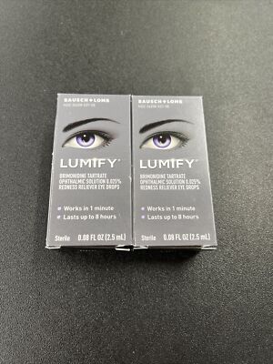(2x) Bausch+Lomb Lumify Redness Reliever Eye Drops 0.08 FL Oz (2.5mL) Exp. 10/26
