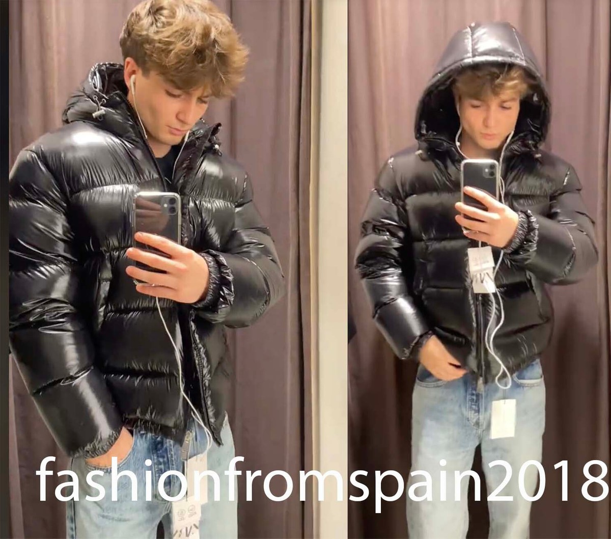 ZARA NEW MAN 100% FEATHER FILL PUFFER JACKET BLACK S-XL 3411 ZARA NEW MAN 100% FEATHER FILL PUFFER JACKET BLACK S-XL 3411