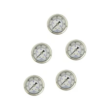 5 PACK LIQUID FILLED PRESSURE GAUGE 0-300 PSI, 1.5" FACE, 1/8" NPT BACK MOUNT