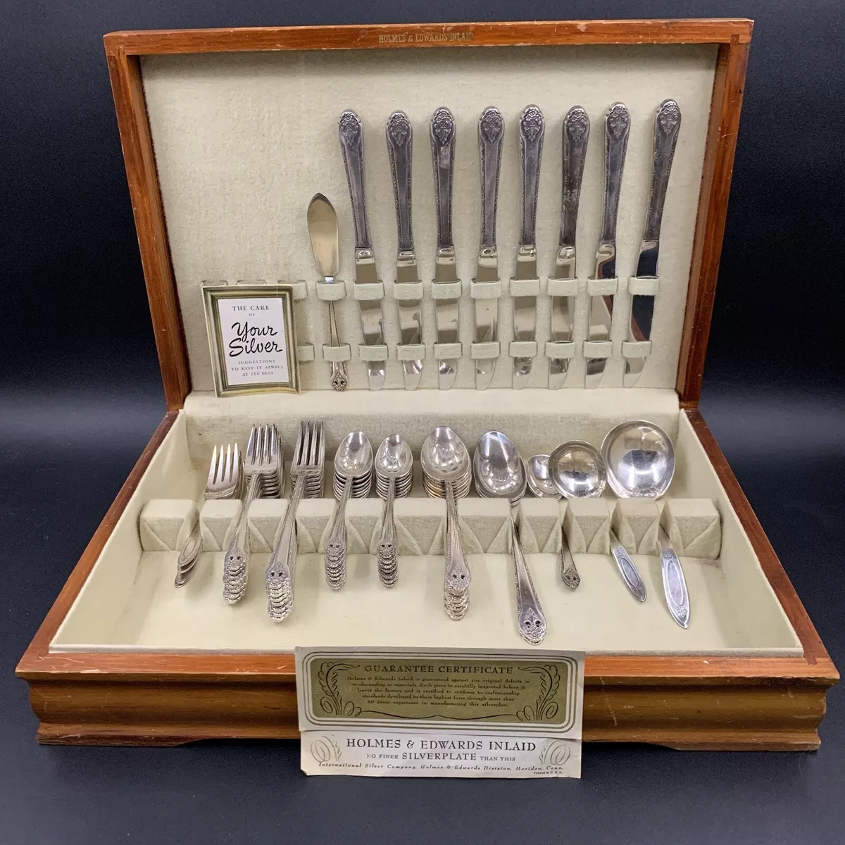 HOLMES EDWARDS INLAID SILVERWARE LOVELY LADY 52 PIECE SET 6