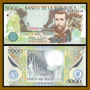 Pesos 5000 5,000 UNC P-452 10-9-2013 452p Colombia