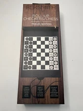 Roll Up Checkers/Chess Travel Edition Game Set Vegan Leather Board & Tie Wrap
