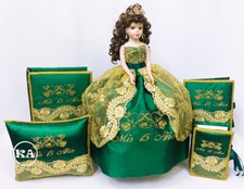 NEW 5PC Custom Quinceanera Set Kneeling pillow Doll Guestbook Photo album bible
