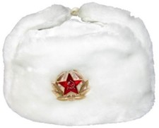 Russische Fellmütze Uschanka Pelzmütze Schapka Russland Armeemütze 57-62 weiß