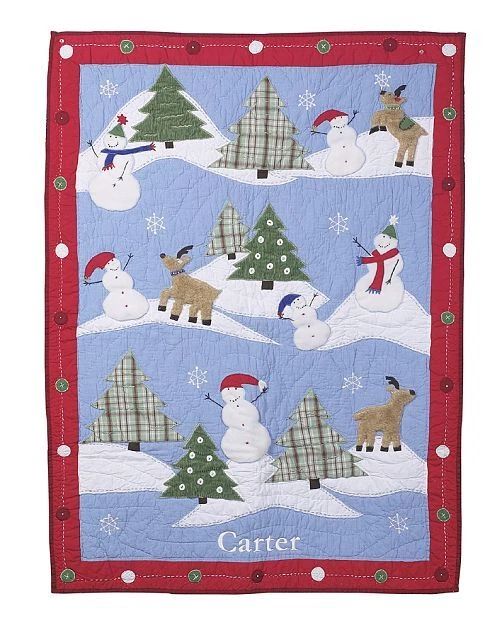 Pottery Barn 儿童 冬季 Wonderland 婴儿床 被子 育婴 床上用品 圣诞雪人 — 第 3/3 张图片
