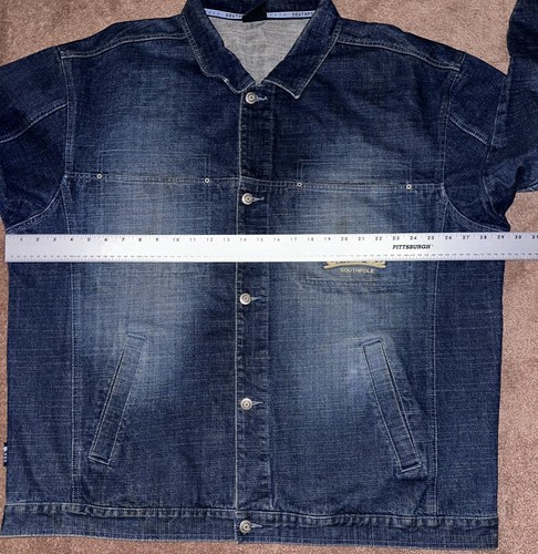 SIZE XXL Southpole Vintage Jean Jacket Mens Dark Blue Denim Streetwear Hip Hop - Picture 9 of 11