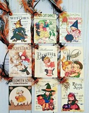 9 Retro Style Halloween Handmade Gift Tags Scrapbooks Junk Journals Crafts