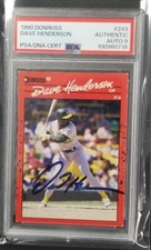 DAVE HENDERSON 1990 DONRUSS AUTOGRAPHED CARD #243 PSA 9 AUTHENTIC
