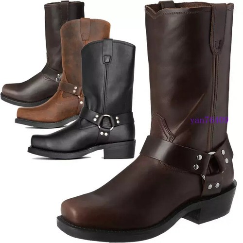 Herren Klassisch Bestickt Runde Spitze Western Cowboy Chelsea Stiefel Ritter Schuhe - Bild 1 von 27