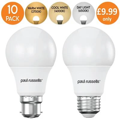 10X LED GLS B22 E27 Light Bulbs Warm Cool White Daylight 8W Globe Bayonet Screw