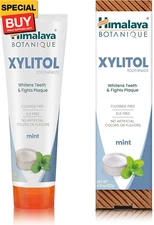 Botanique Whitening Antiplaque Toothpaste with Xylitol, Fluoride Free, for Plaqu