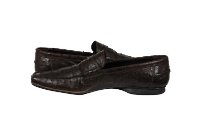 Prada Men Penny Loafers US 10 UK 9 Brown Ostrich Leather  display picture 2