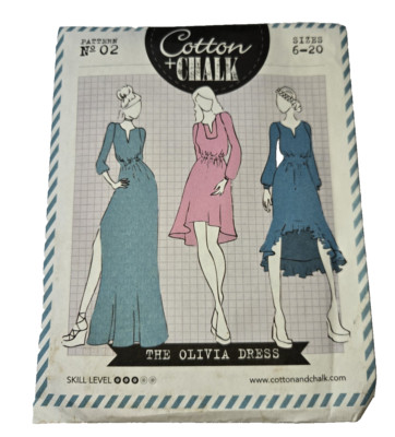 Cotton + Chalk  #02 THE OLIVIA DRESS 6-20 Bust 31.5-41 Sew Pattern BOHO Uncut FF