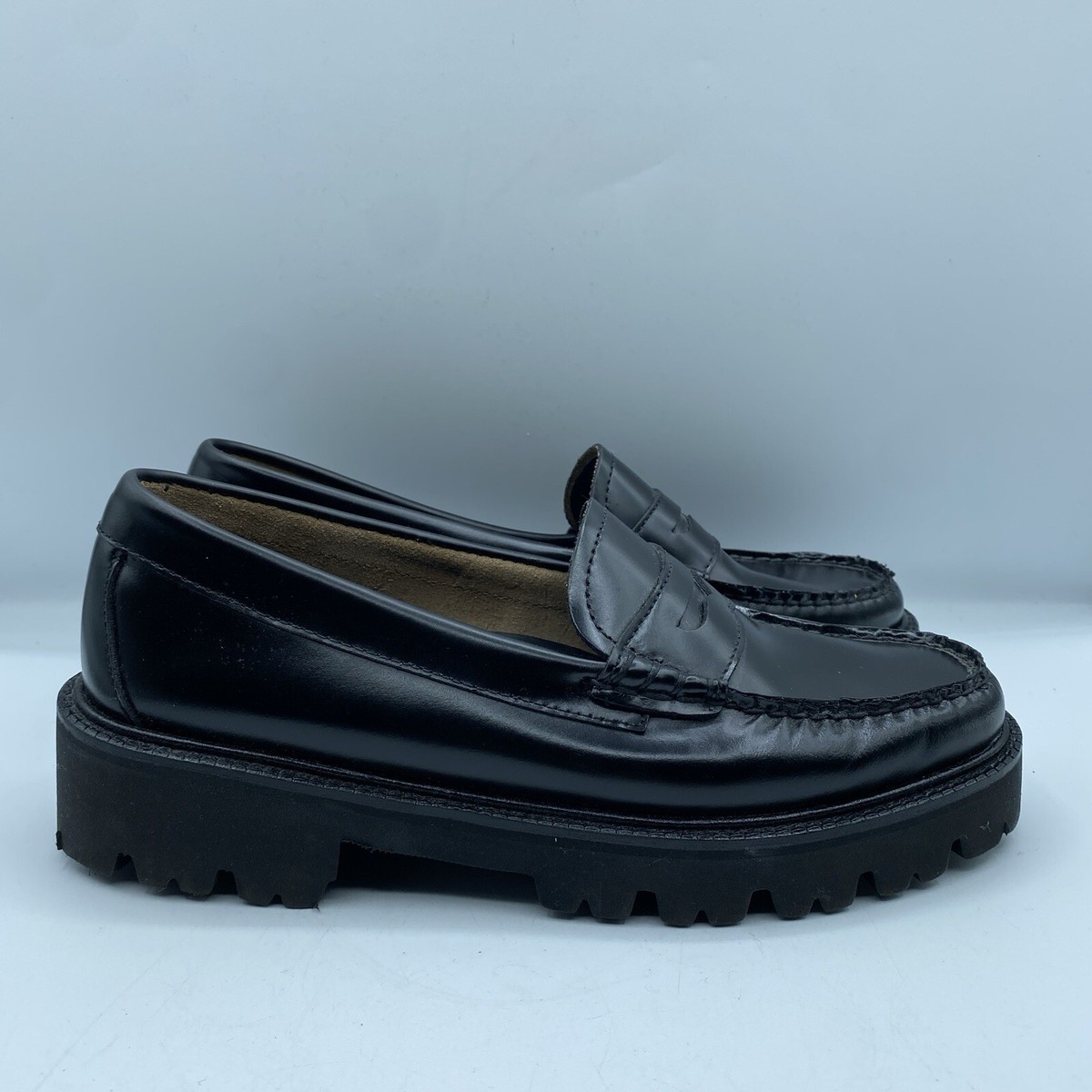 GH Bass Weejuns Whitney Super Lug Womens 8 Black Leather Upper