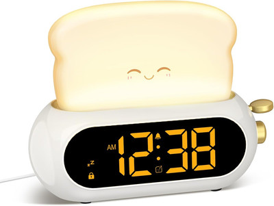 Kids Alarm Clocks for Bedroom, Cute Digital Clock with Night Light, 10 Ringtones