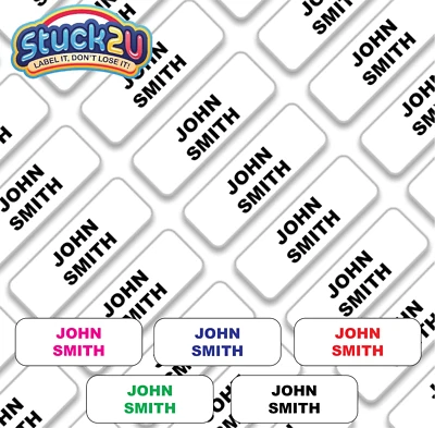 Stick on Clothing Name Labels Clothes School Uniform Care Home Kids Childrens - Image 1 of 4