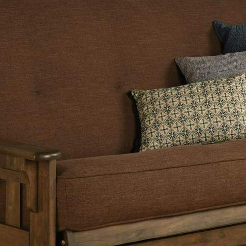 Full-size Rustic Walnut Futon Set with Linen Brown Cocoa Mattress - Picture 3 of 4