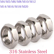 M4 M5 M6 M8 M10 M12 M14-M20 316 Stainless Steel Half Hex Nuts Hex Machine Nuts