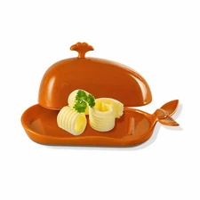 Orange Butter Holder with Lid for Modern Kitchen Decor and Accessories Perfec...