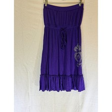 Cristinalove Purple Strapless Tube Dress Rhinestone Fleur De Lis Ruffle Hem L