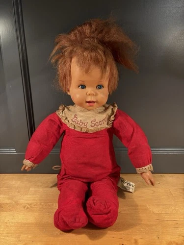 Mattel Baby Secret Pull String Talking Doll Red Outfit Blue Eyes Red Hair
