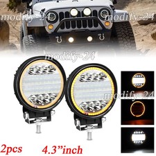 Pair 4.3 Round Led Work Lights Pods Spot Flood Combo Fog Lamp Offroad Driving