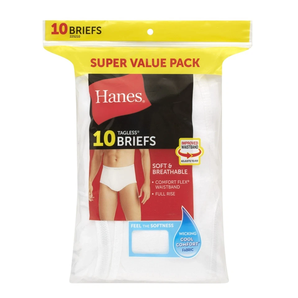 Hanes Men Brief 10-Pack Comfort Flex Waistband White FreshIQComfortSoft sz S-2XL - Image 2 of 4