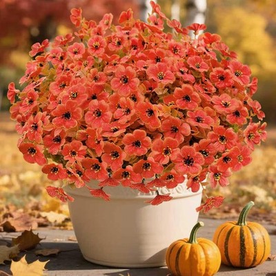 Seasonal Charm: 12 Bundle Artificial Mums - Weather Resistant Decor for Outdoors