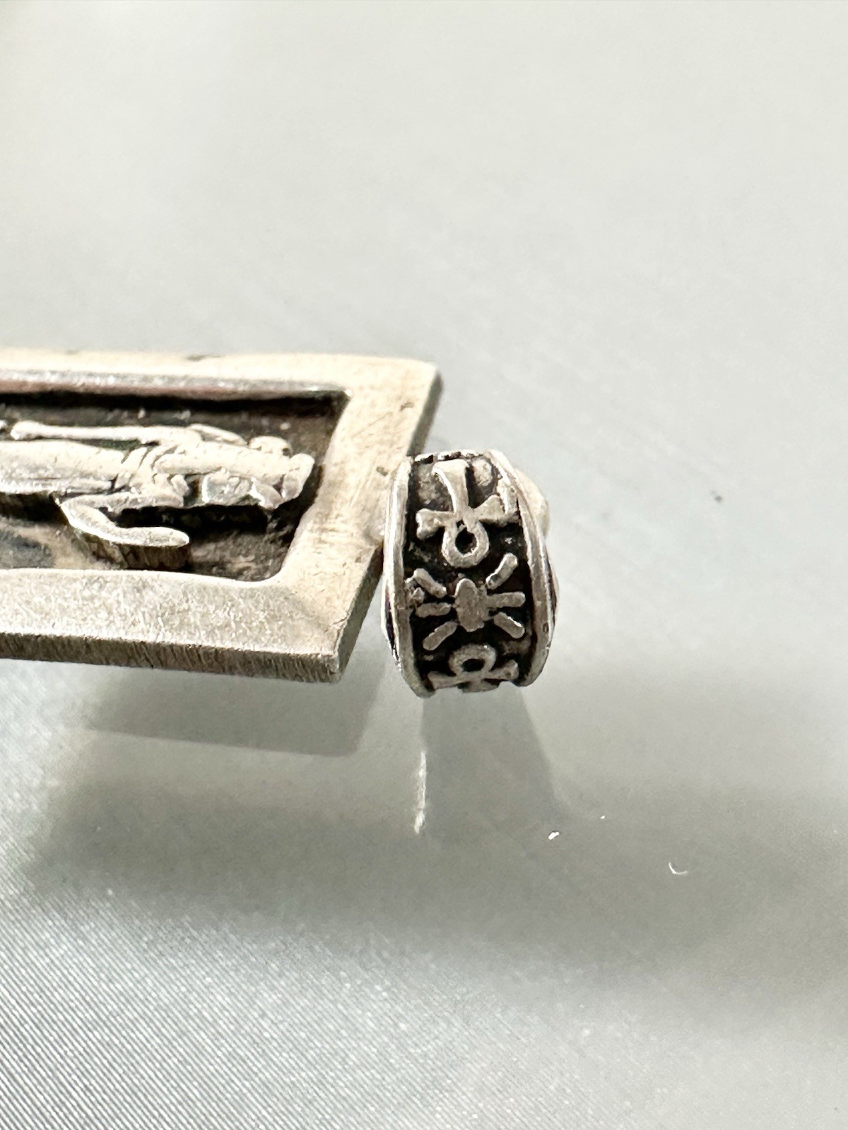 Antique 925 Sterling Silver Rectangular Egyptian … - image 5