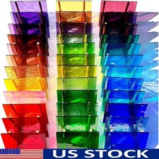 Stained Glass Sheets Value Pack 36 Vibrant Colorful Craft Glass Panels New