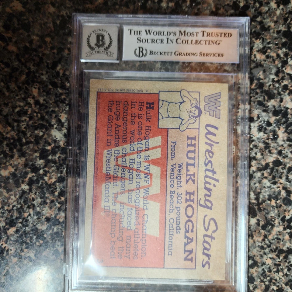Tarjeta Beckett 10 encapsulada 1987 firmada por Hulk Hogan WWF #3 00017567210 Foto 3 de 4