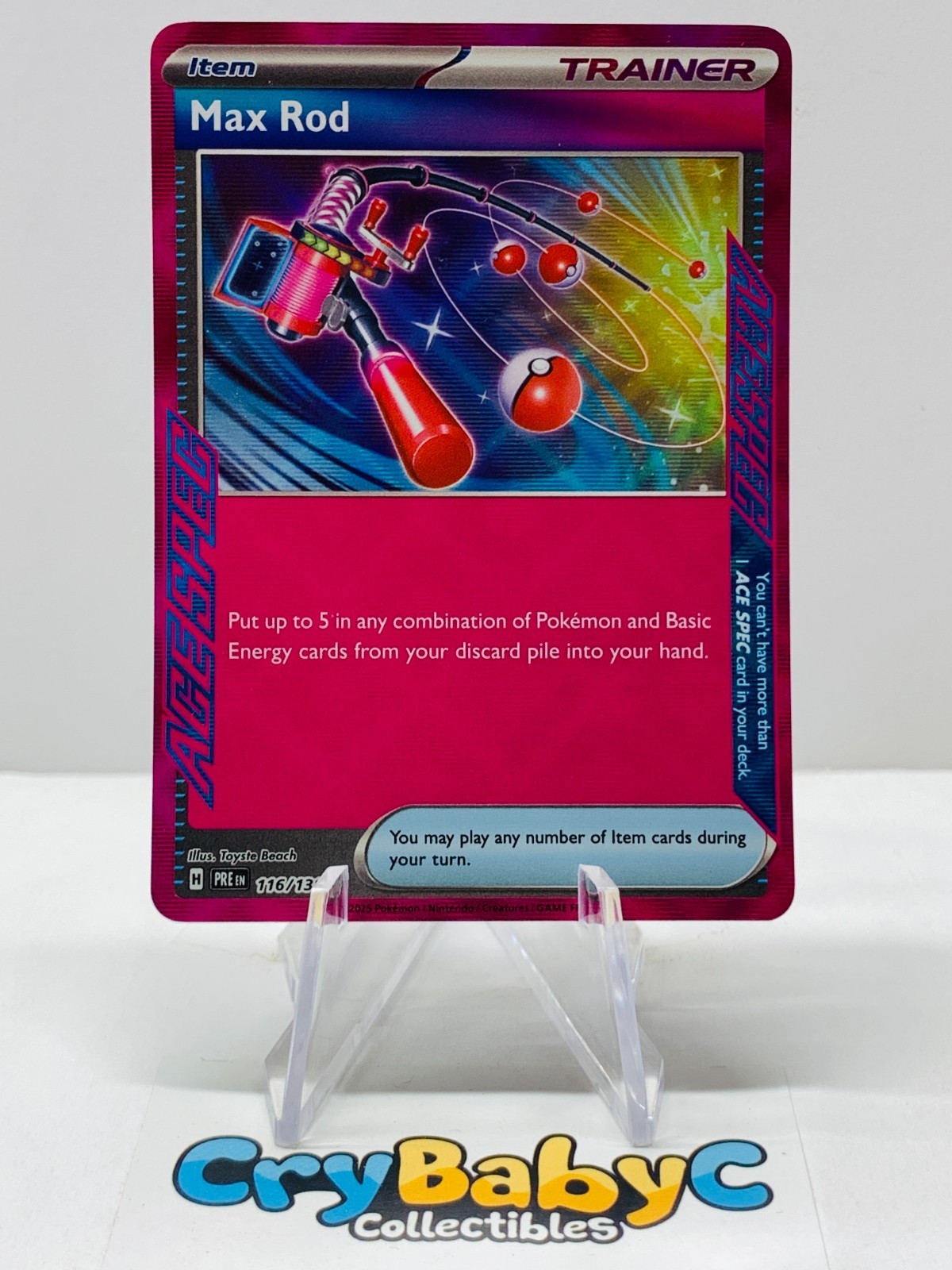 Pokemon Max Rod 116/131 Prismatic Evolutions Scarlet & Violet ACE SPEC Rare