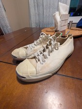 Vintage 60s 70s Converse Jack Purcell White Canvas Sneakers PF 10 Made In USA
